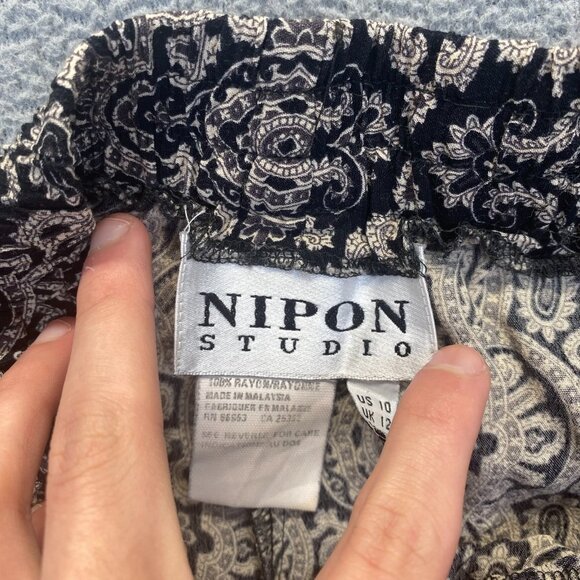 NIPON STUDIO Pants Women's Size 10,Floral Print 90s Vtg,Pockets,Pull On - Picture 3 of 9